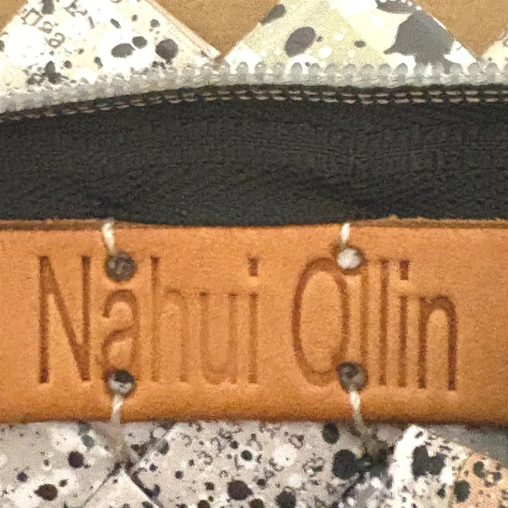 Nahui Ollin Recycled Paper Woven Wristlet Clutch Newspaper Paint Splatter Print